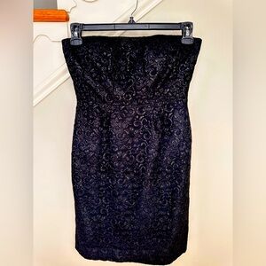 J Crew Black lace with sparkles strapless dress mini